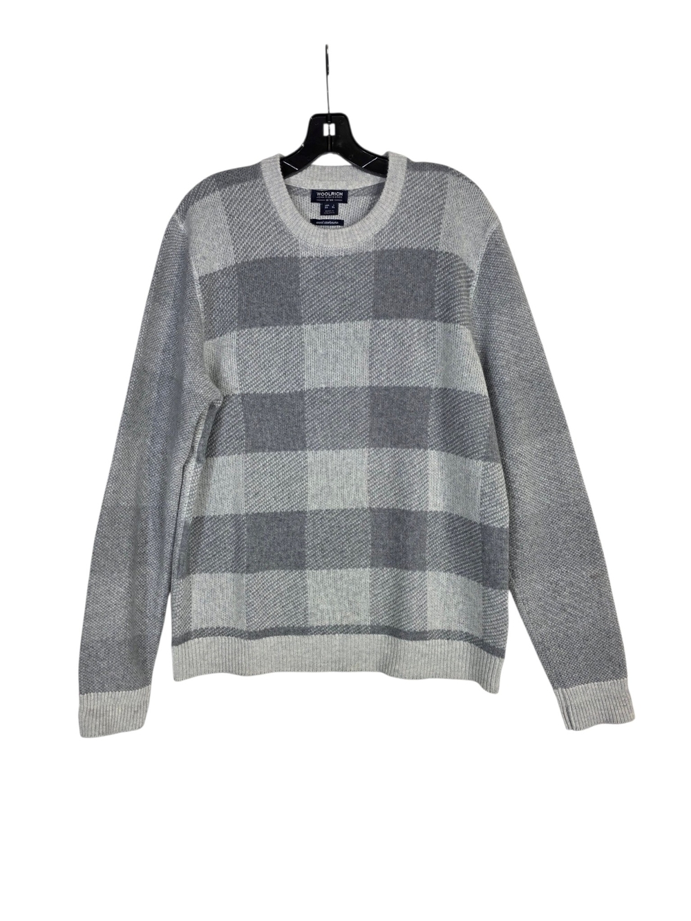 Woolrich Wool & Cashmere blend Gray and Light Gray Checked Crewneck Sweater